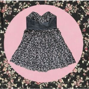 Unique Vintage Black Pink Retro Floral Tiered Ruffle Cupcake Dress 3X/20